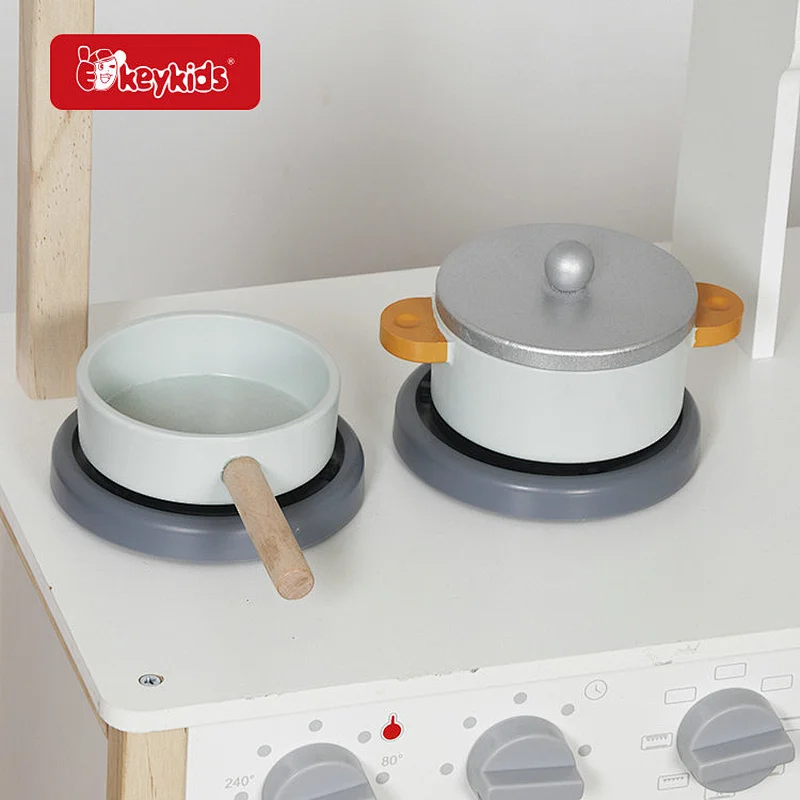 2025 Premium Wooden Play Kitchen Set - White Pretend Cooking Toy with Interactive Accessories for Kids & Toddlers W10K001